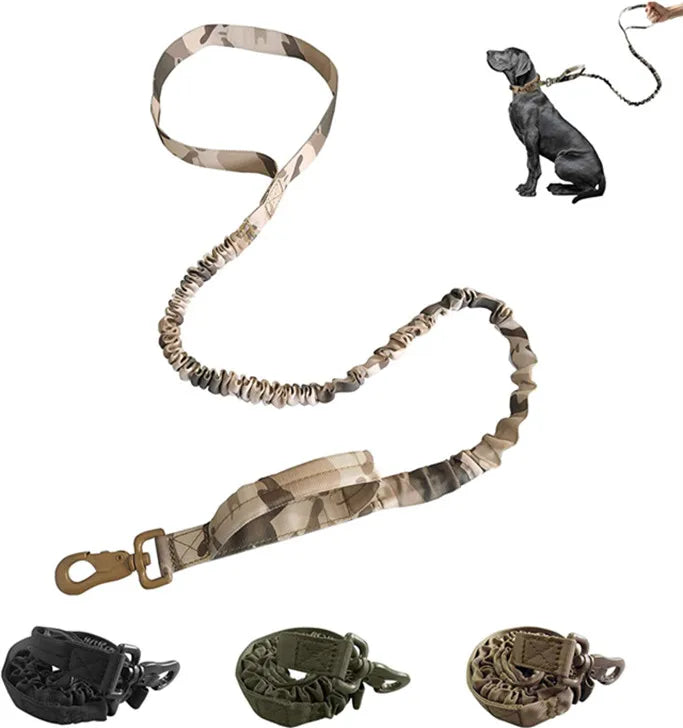 Double Handle Retractable Tactical Pet Dog Leash Training Bungee Adjustable Dog Leash