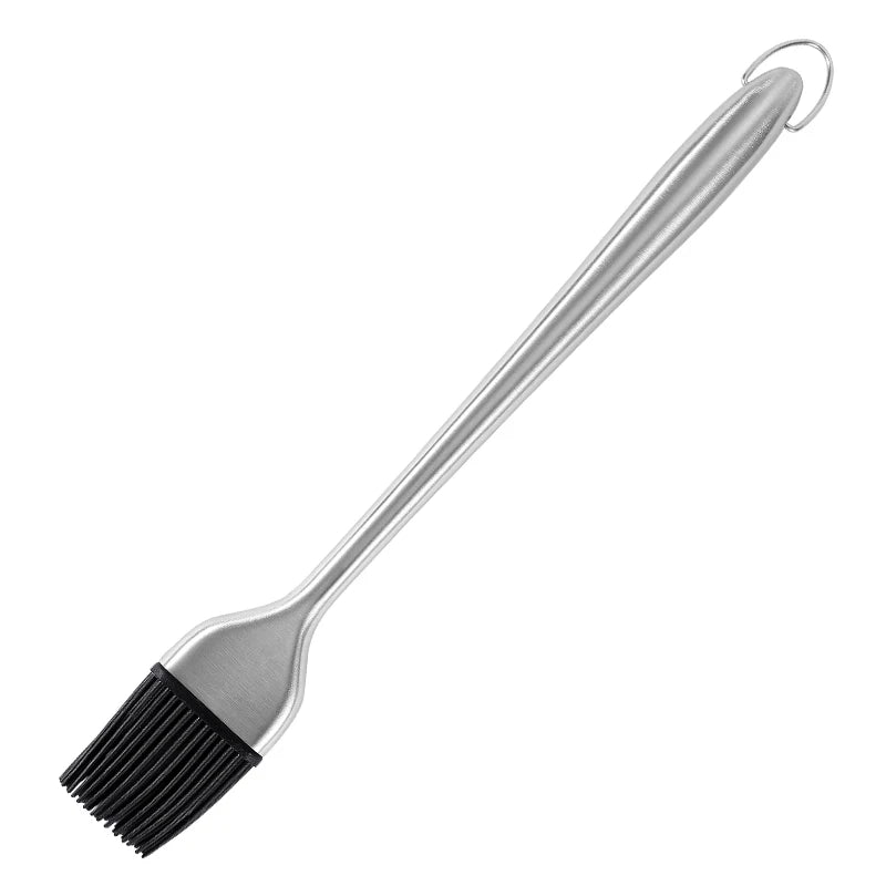 Stainless Steel Long Handle BBQ Grill Oil Brush Barbecue Silicone Oil Brush