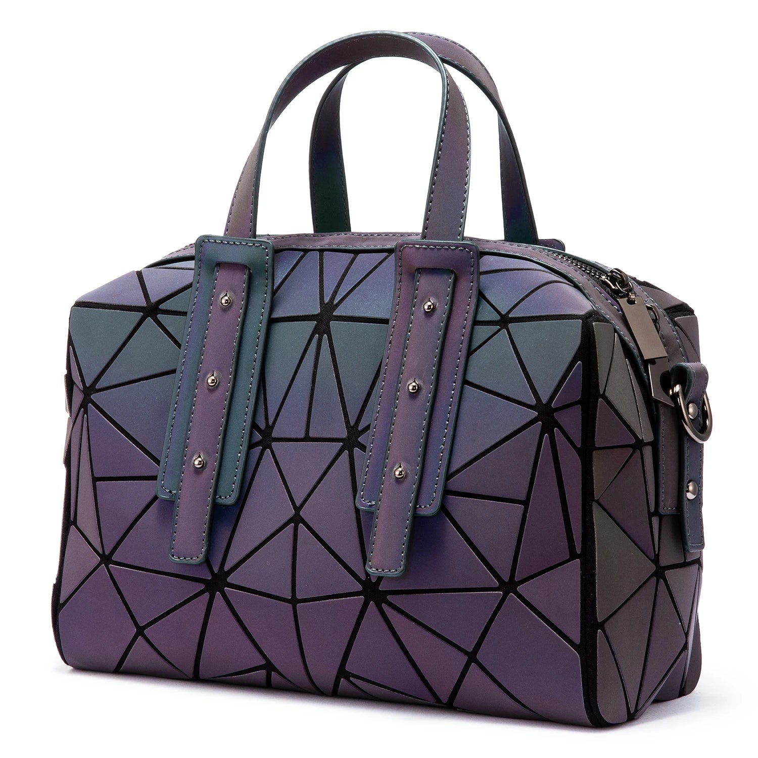 Lovevook 2021 New Famous Designer Geometric Luminous Shoulder Bags Lady Fashion Pu Leather Reflective Handbags Women