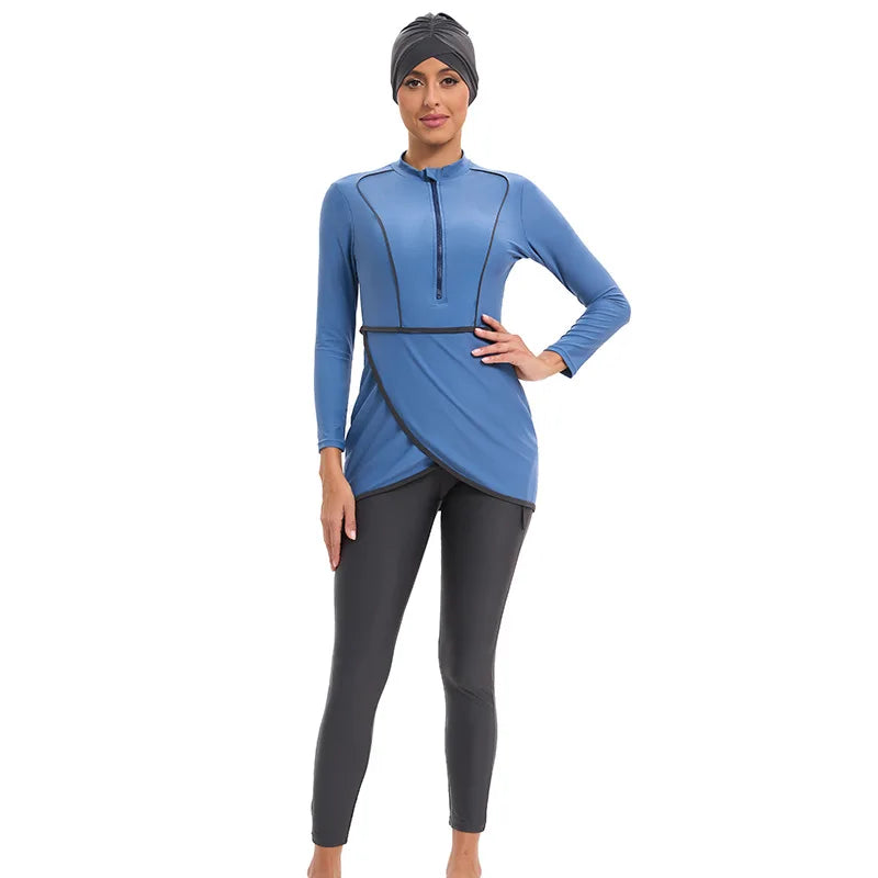 Muslim Modest Swimwear Hijab Swimsuit Women Swimming Suit Cover Ups Bikini Hijabs Islamic Long Sleeve