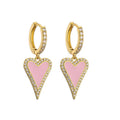 EC1641 New Chic Rainbow 18k Gold Plated Enamel Multicolor Zircon CZ Micro Heart Charm Huggie Earring