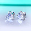 RINNTIN APE59 Hypoallergenic 14K White Gold Plated 925 Sterling Silver Heart Cut Cubic Zirconia Simulated Diamond Stud Earrings