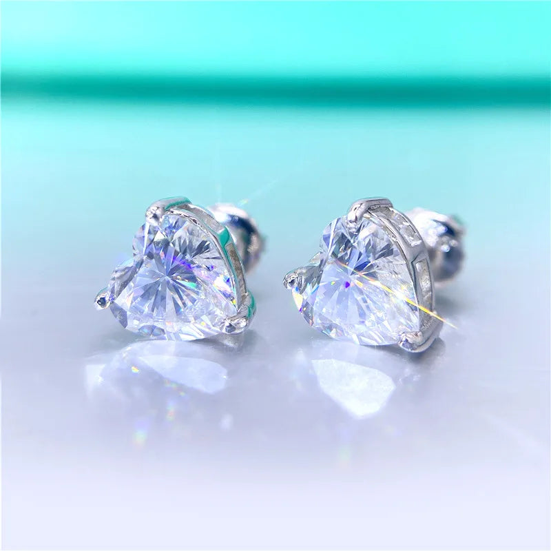 RINNTIN APE59 Hypoallergenic 14K White Gold Plated 925 Sterling Silver Heart Cut Cubic Zirconia Simulated Diamond Stud Earrings