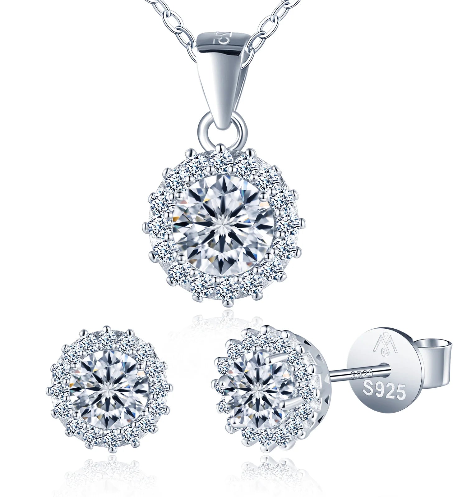 Classic Moissanite Wedding Fine Jewelry Sets for Women 925 Sterling Silver with Gold Plating