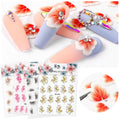 2021 DIY 5D Beautiful Carving Nail Art Decals Stick Directly Manicure Flower Nail Sticker for Salon
