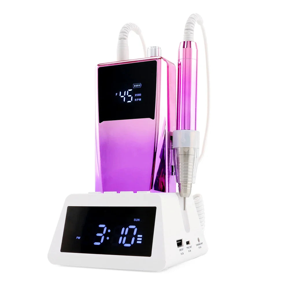 Wireless Charge Brushless Efile Nail Drill Machine 45000 Rpm Manicure Drill Machine Large Electric Sander for Nails