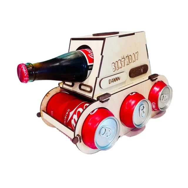Hot Selling Friends Men Fathers' Birthday Gift Laser Cut  Wood Beer Bottle Tank  Holder Wooden for Friends Birthday Gifts