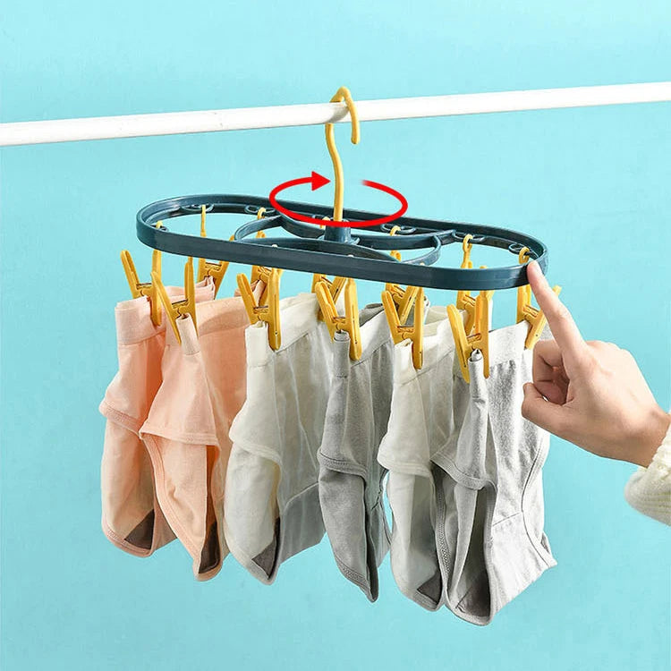 Wholesale Fashion Household Supplies Portable 12 Clips Clothes Socks Drying Rack Clips Hanger Hanger for Socks