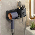 Wall Mounted Plastic Self-Adhesive Bathroom Hair Dryer Holder Rack with Storage Box