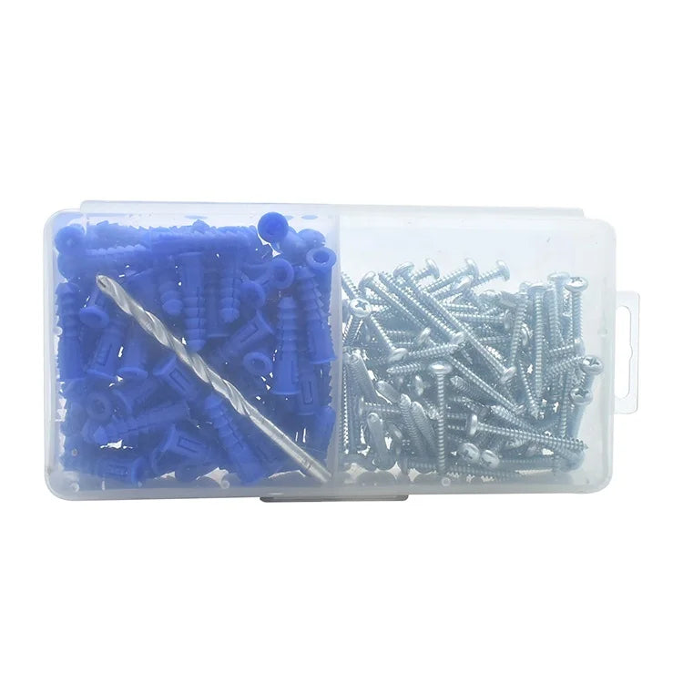 Elehk #10-12 X 1-1/4 in Blue Ribbed Plastic Anchor Kit with Screws Plastic Wall Plug Anchors