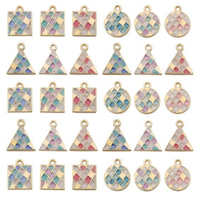 Square Frame Rhombus DIY Rectangular Multicolour Pendants for Earrings Bracelets Necklaces Supplies Mixed Enamel Beads