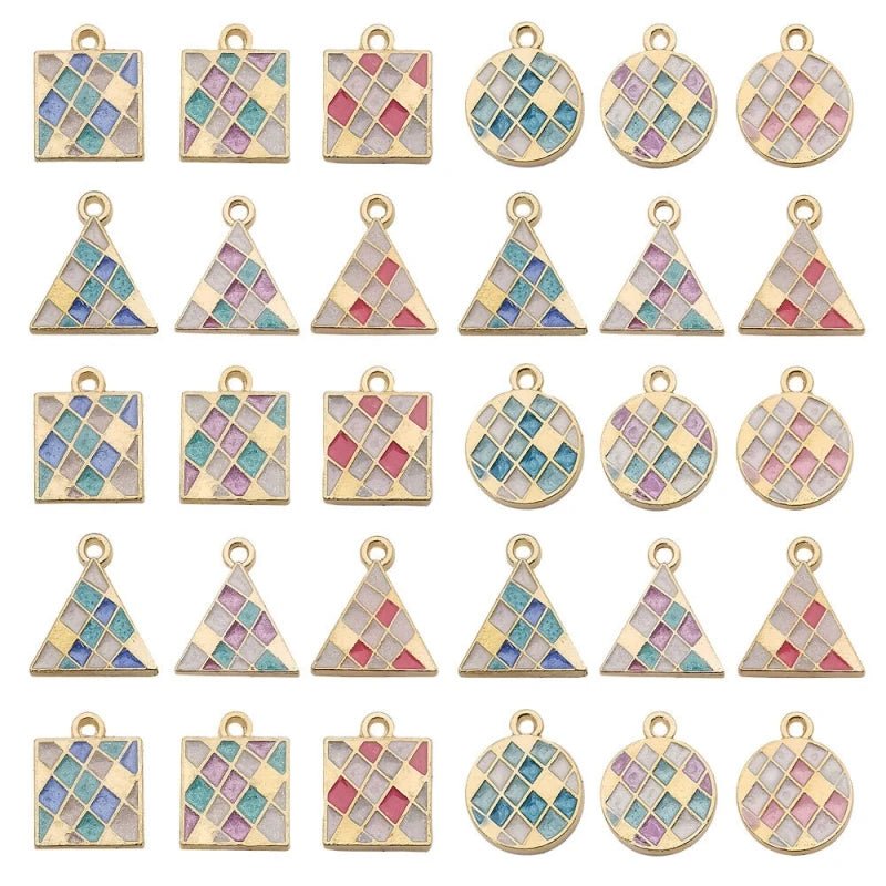 Square Frame Rhombus DIY Rectangular Multicolour Pendants for Earrings Bracelets Necklaces Supplies Mixed Enamel Beads