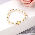 Trendy Stainless Steel Genuine Freshwater Pearl Bead Bracelet Saint Benedict Cross Christian Charm Elastic Cord Bracelet Jewelry