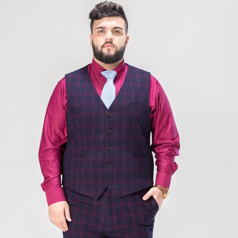 Wholesale Men's Wedding Host Vest Waistcoat Groom Suit Vintage Print Decoration Reversible Knitted Fabric Plus Size forWinter