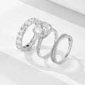 Luxury S925 Sterling Silver Engagement Rings Jewelry Shiny Ice Flower 5A Zircon Eternity Band Wedding Cut Ring Set for Women