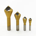 4-piece Set of High Speed Steel Titanium Plating Inclined Hole Internal Chip Removal Chamferer Deburring Spot Facer Set MegaBDM