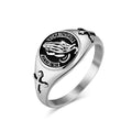 Religious Jewelry Mens Stainless Steel Cross Lords Prayer Ring