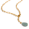 JINYOU 727 Minimalist Metal Chain 18K Gold Plated Stainless Steel Natural Stone Agate Pendant Necklace Jewelry
