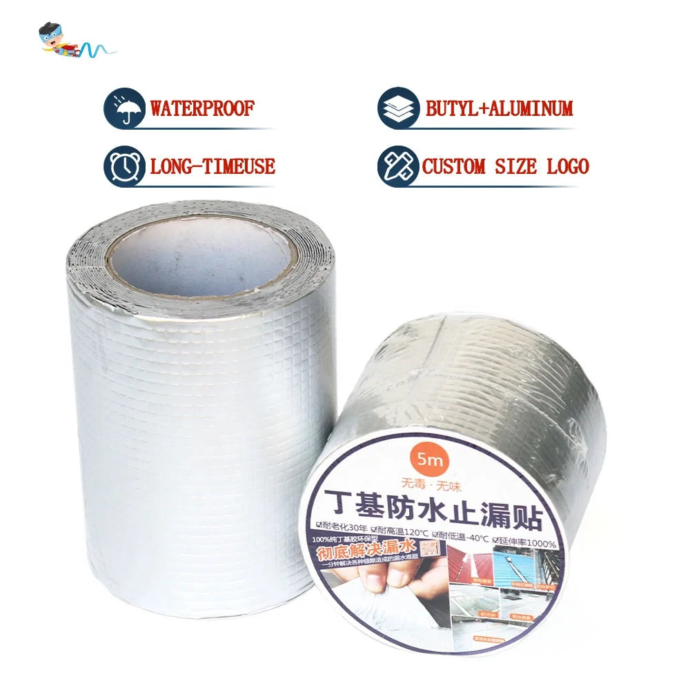 High Viscosity Waterproof House Window Metal Roof Flashing Leak Gap Repairing Sealing Aluminum Foil Butyl Rubber Adhesive Tape