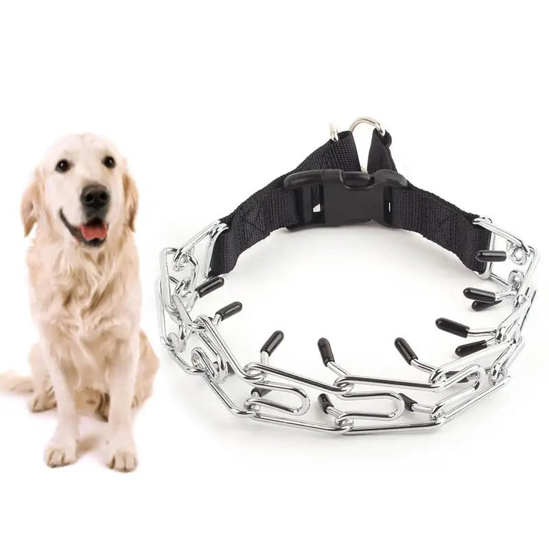Popular Custom Design Metal Steel Pinch Chain Prong Ends Durable Heavy Duty Spike Pet Collar for Dogs With Buckle