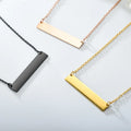 Stainless Steel Women Jewelry Fashion Blank Style Customized Engraved Gold Horizontal Bar Necklace