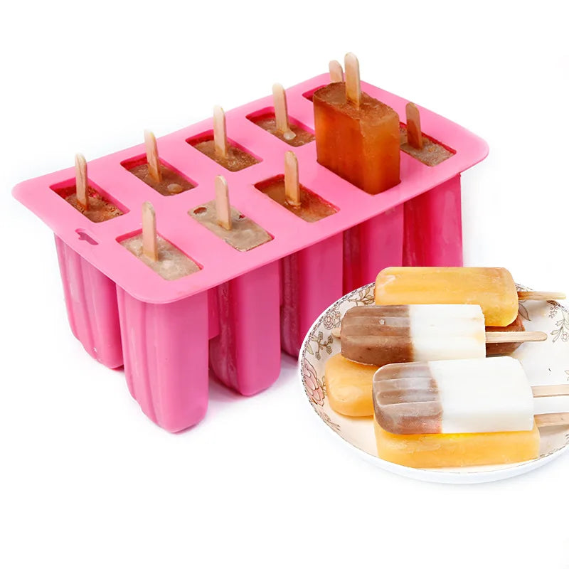 Handmade Food Grade Silicone Ice Cream Mold Reusable Cube and Fruit Shaped Ice Cream Makers and Popsicle Machine Tools