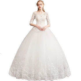 S0392T 2026 Hot Selling Luxurious Long-Tail Wedding Dress Ice Blue Bride's Main Yarn Lace Pattern Decoration Royal Bohemian
