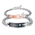 Beauty and Beast Romantic Cross Silver Chain Couple Set Bracelet Custom Unique His and Hers Bracelets