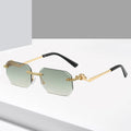 Women's Vintage Luxury Sunglasses Fashionable Diamond Cut Rimless Eyeglasses with Blue Red Yellow Purple Tea Gradient Frames