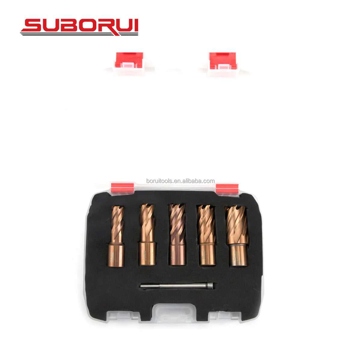 SUBORUI 3/4 Weldon Shank Two Flat 5pcs HSS M35 Cobalt Mag Slugger Drill Bits Annular Cutter for Mag Drill Press