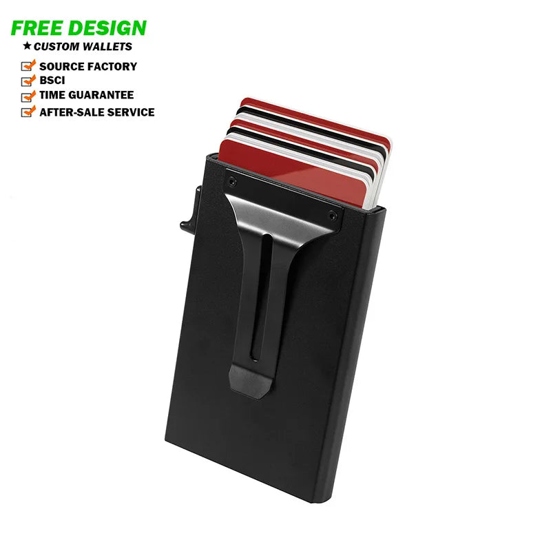 Minimalist Men Pocket Anti Rfid Blocking Slim Carbon Fiber Card Holder Aluminum Metal Men Card Holder Business