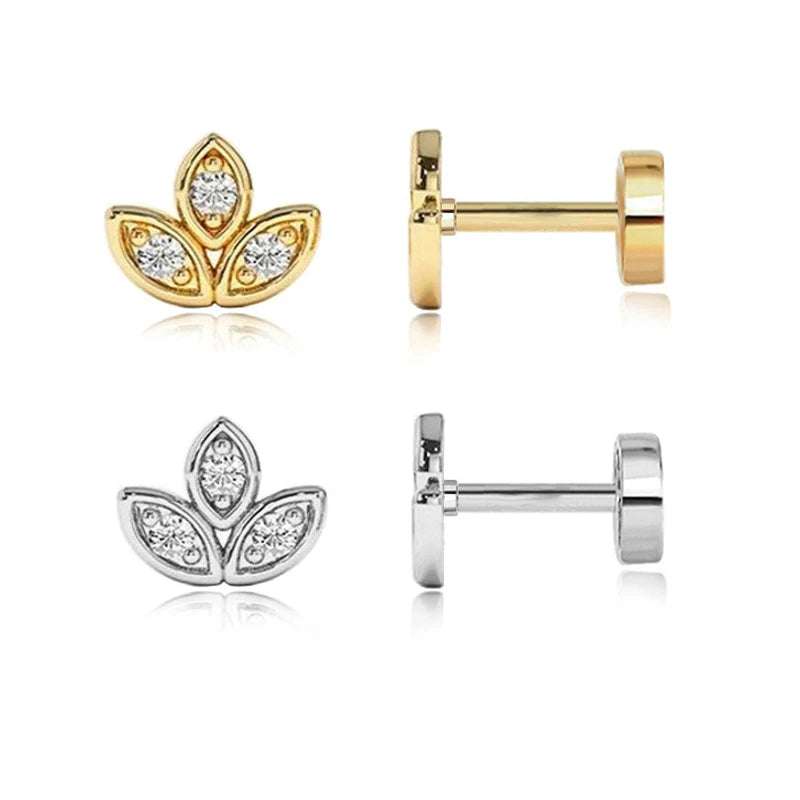 Fine S925 Sterling Silver Cubic Zirconia Body Piercing Jewelry  Helix Piercing Tragus Cartilage Ear Studs Earring