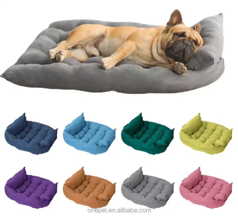 Luxury Orthopedic Dog Beds with Plush Pillow Plush Foam Pet Sleep Cushion Luxury Plush Dog Beds for Dogs