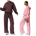 Women's 2024 Fall 2-Piece Outfits Seamless Breathable Hoodie & Wide Leg Sweatpants Matching Lounge Set