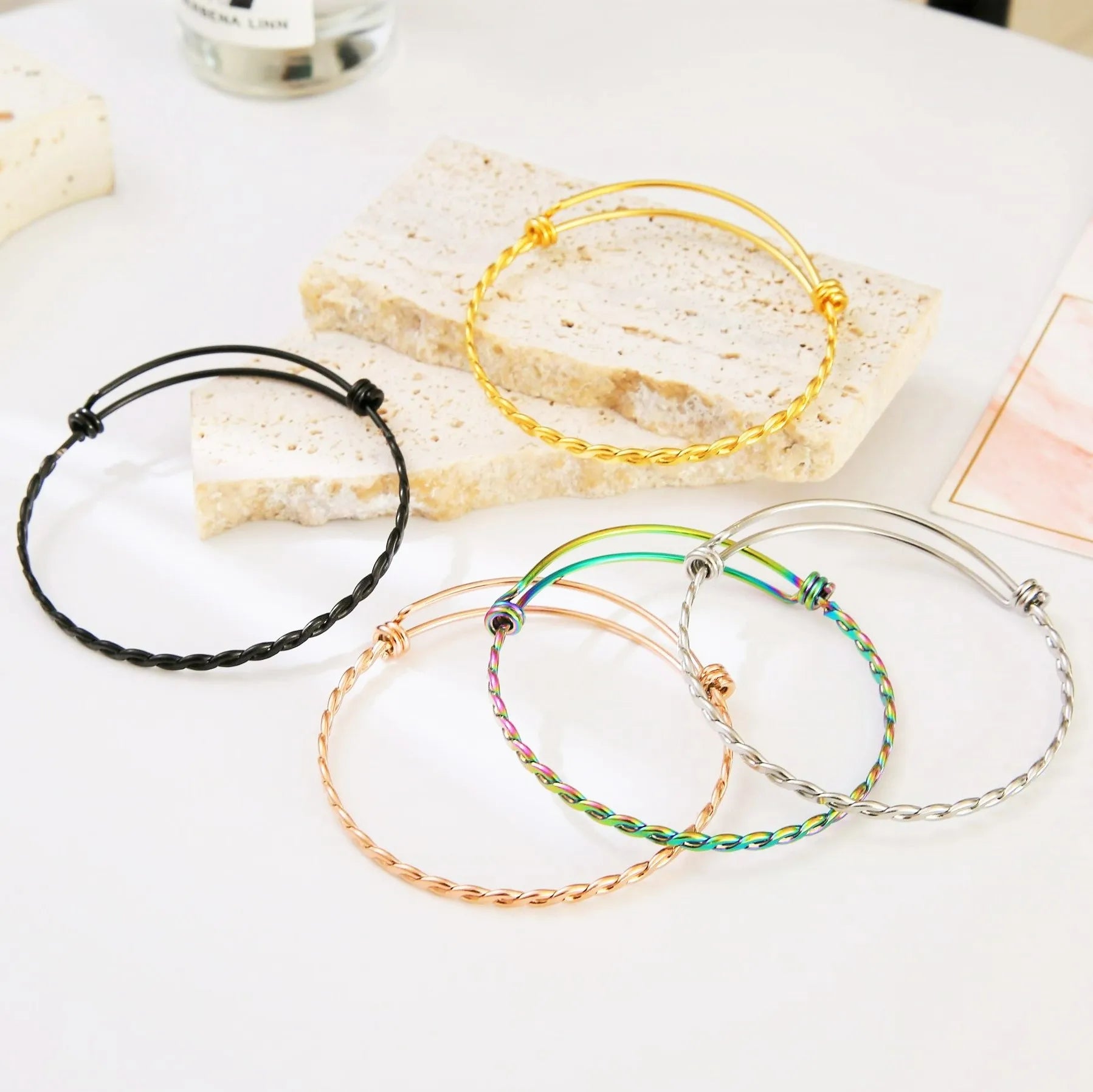 Wholesale Cheap Stainless Steel Thread Cable Braided Plain Twisted Wire Bracelet