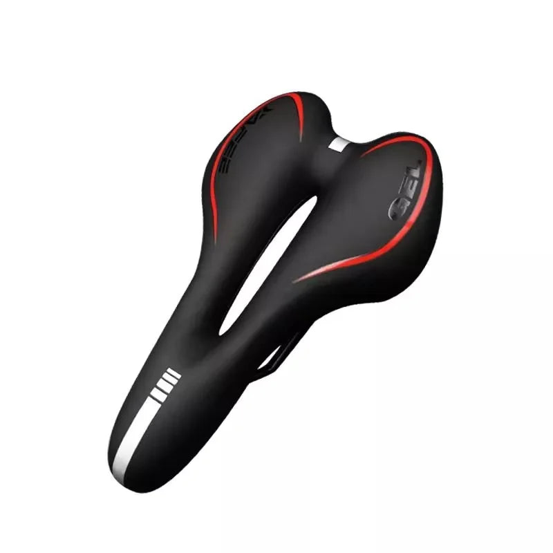 RIDERACE Bicycle GEL Reflective Shock Absorbing Hollow Saddle Bike PVC Fabric Soft Surface Silica Filled MTB Cycling Road Seat