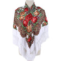 2023 Lady 135*135cm Floral Printed Russian Scarf Tassels square Scarf Twill Fabric Scarf Winter Cotton Fabric Shawl