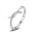 Fashion 925 sterling silver cross lines micro inlaid diamond index finger ring for women
