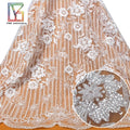 Bridal Luxury White Wedding Glitter Sequin Fabric Transparent Tulle Lace Fabric