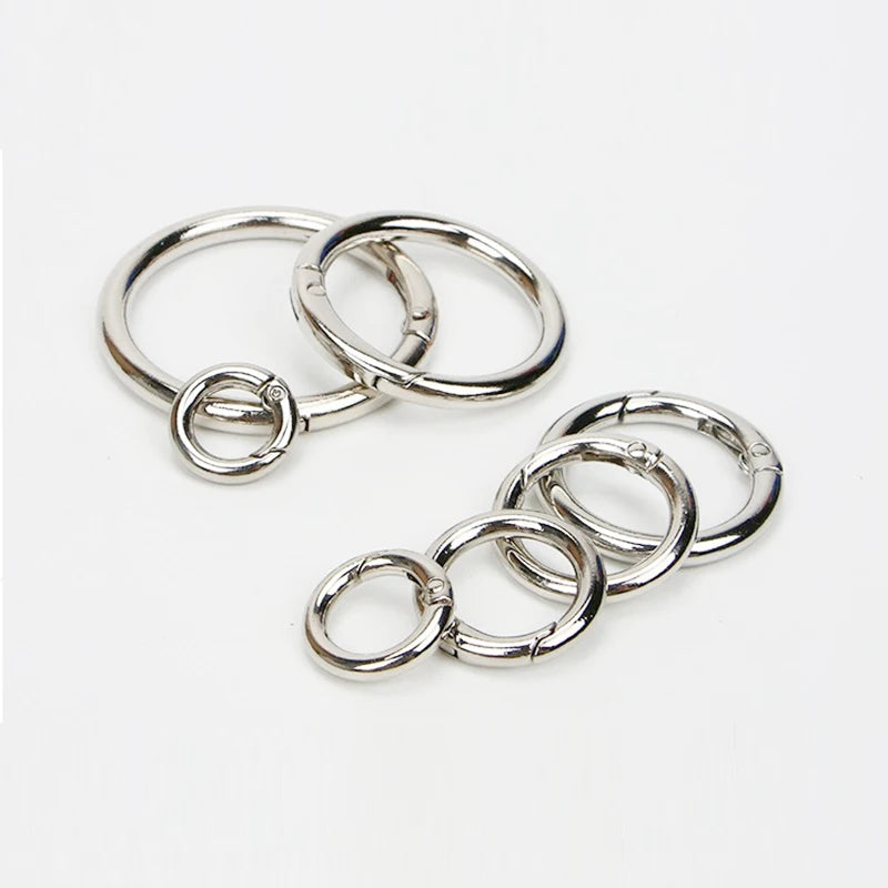 O Rings Snap Clip Hooks Zinc Alloy Electroplated Metal Split Rings Small Clamp Keyring Buckle Silver/Black/Gold for Bag Purse MegaBDM