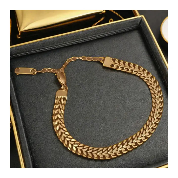 HOVANCI Tarnish Free Jewelry 18K Gold Plated 316L Stainless Steel Chunky Statement Cuban Chain Bracelets Women
