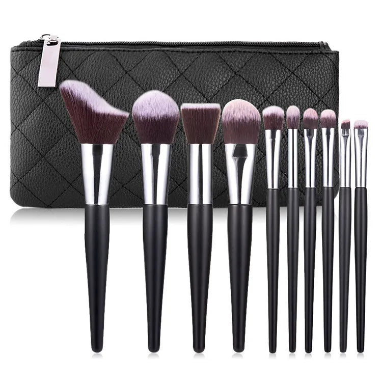 Best Seller Sex Black Makeup Brush 10 Pcs With Holder Organizer