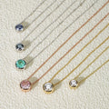 Starsgem Color Gemstone Necklace 10k Round Bezel Lab Grown Diamond Necklace