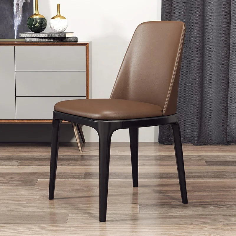 Dining Chair Modern Minimalist Home Nordic Restaurant Chair Backrest Leather Stool Leisure Ins Light Luxury