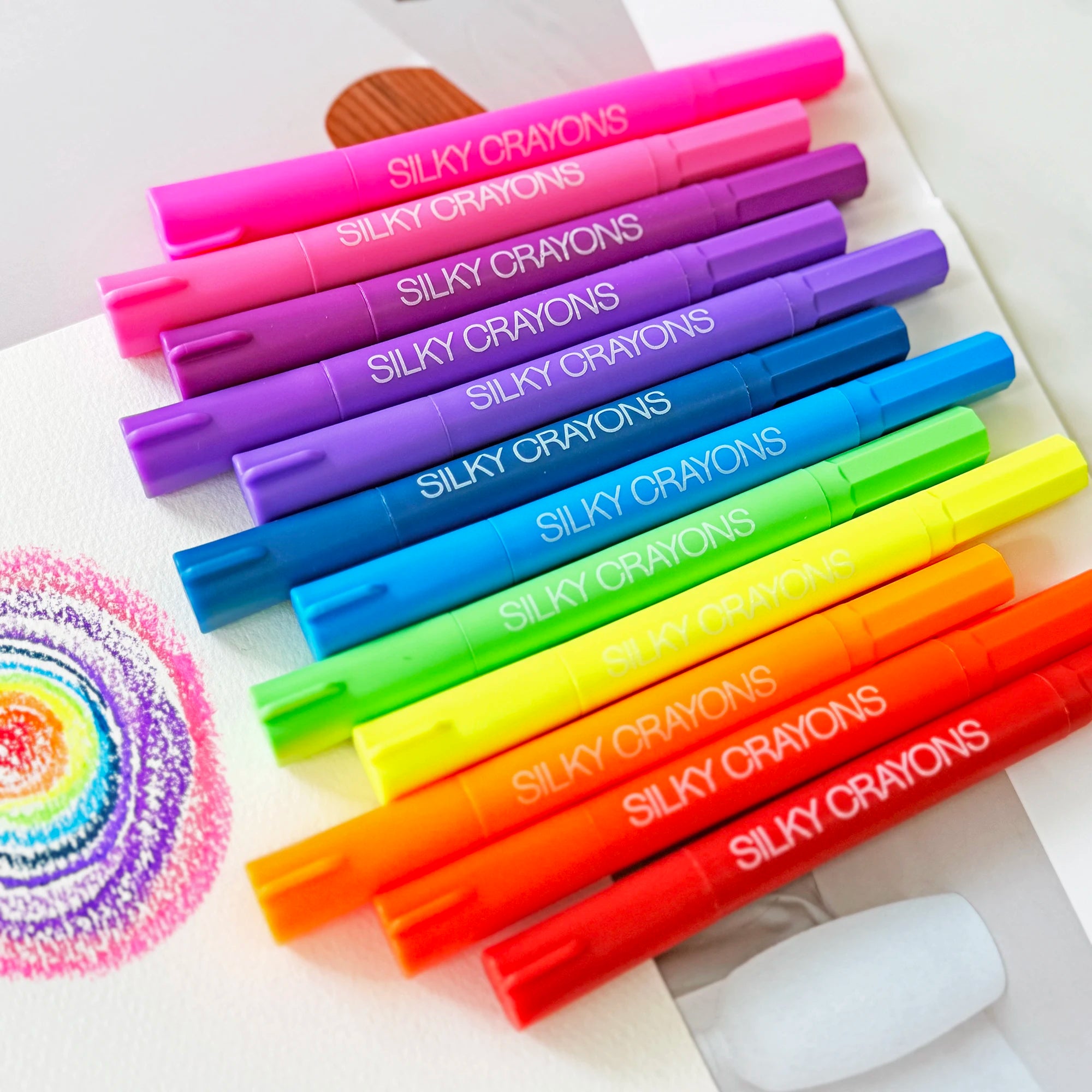 12 Bright Color  Art Supply Twistable Crayons Silky Washable Gel - Non Toxic Twist up Easy Glide Adult Coloring Books