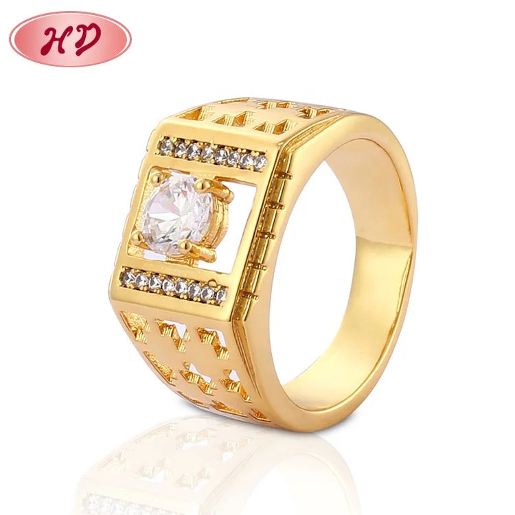 Latest Model Cheapest Dubai Engagement Ring Jewelry Wedding Pure Gold 18K Diamond Rings Mens