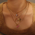 Best-Selling Gold Mushroom Pendant Necklace Lucky Symbol Sparkling Zircon Stones Stainless Steel Necklace Mushroom Necklace