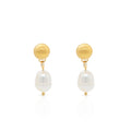 Chris April Stylish Jewelry 316L Stainless Steel Pvd Gold Plated Non-tarnish Freshwater Pearl Beads Dangling Drop Earrings