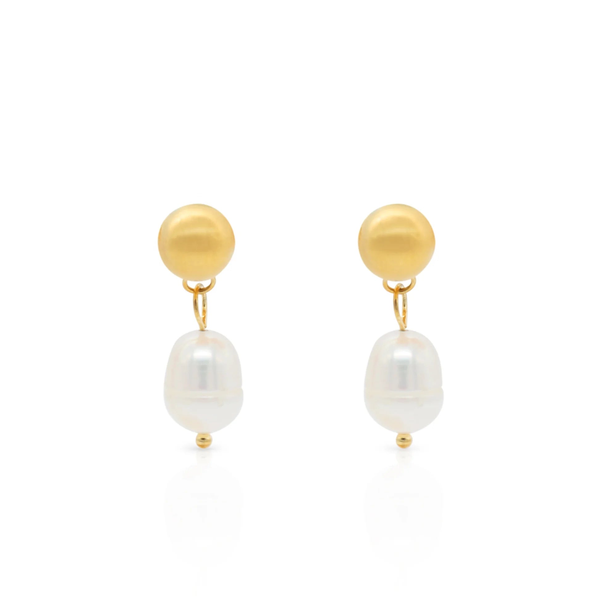 Chris April Stylish Jewelry 316L Stainless Steel Pvd Gold Plated Non-tarnish Freshwater Pearl Beads Dangling Drop Earrings