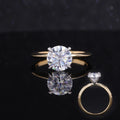 Starsgem 7.5mm Round Mossanite White Claw Yellow Gold Band Vvs 1.5 Carat Moissanite 14K Gold Ring for Women
